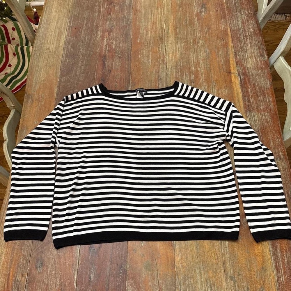 Eileen Fisher Black and White Striped Sweater